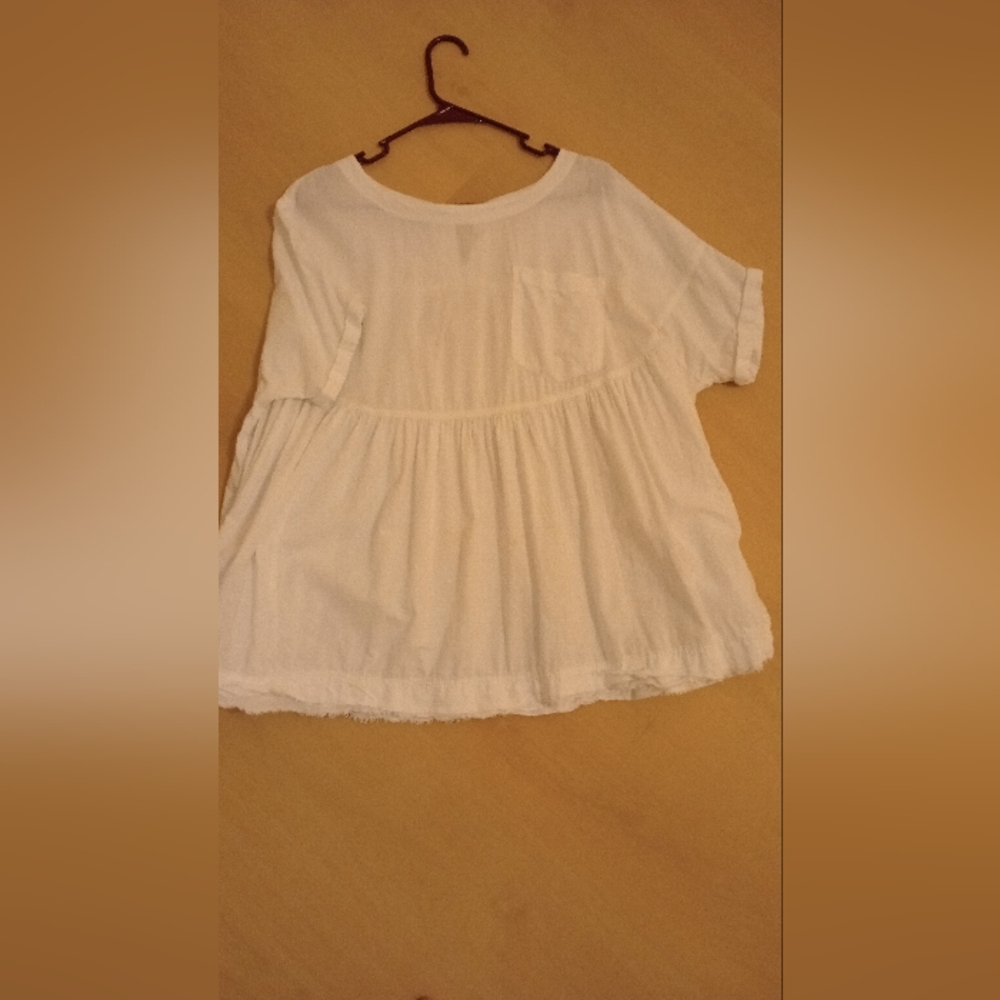 We The Free White Short Sleeve Cotton Top